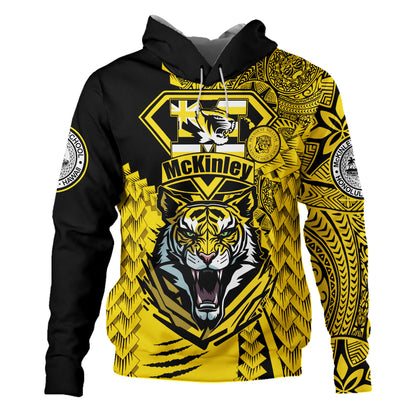Hawaii Hoodie Custom McKinley High School Tigers Black and Gold Polynesian Style