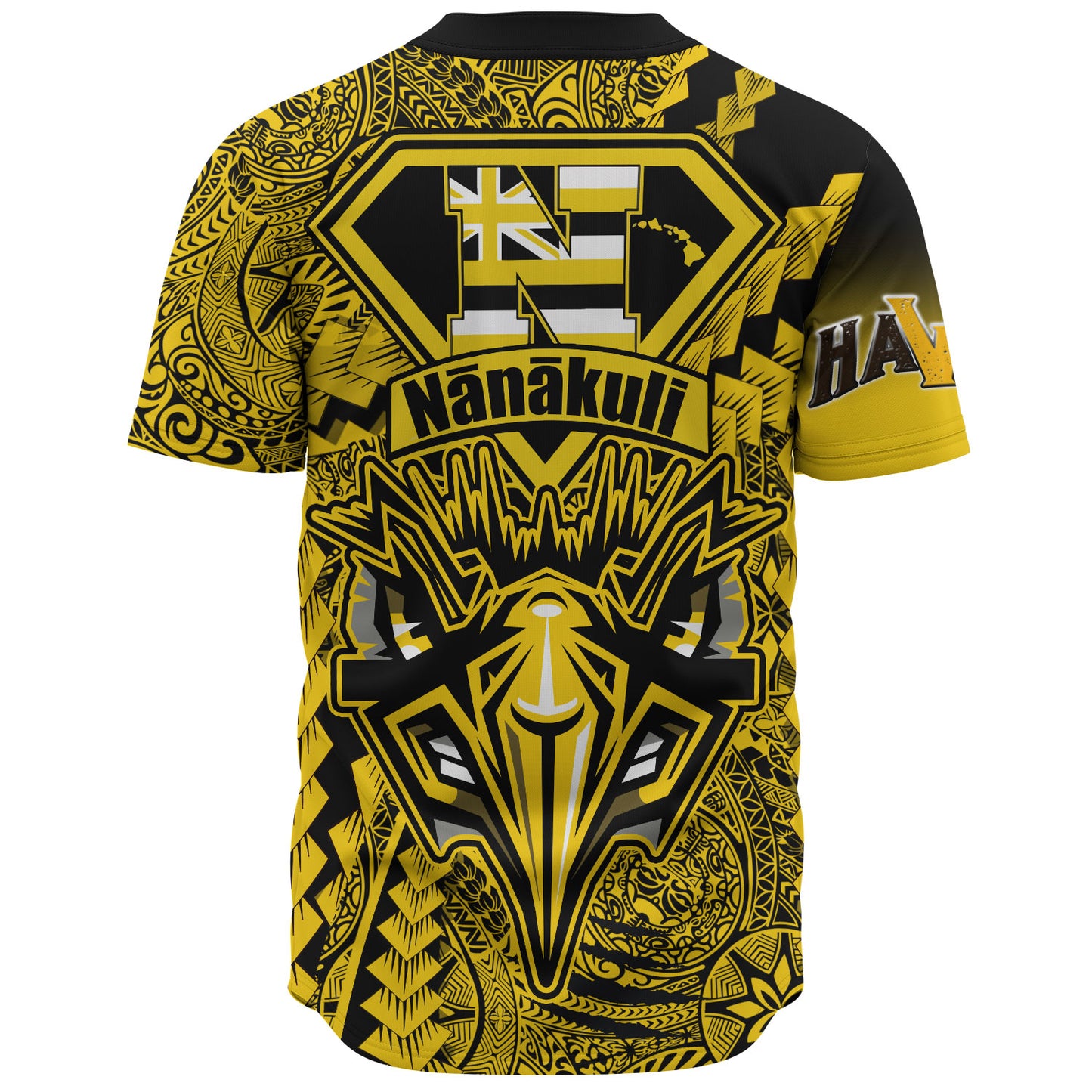 Hawaii Baseball Shirt Custom Nanakuli High and Intermediate School Home of the Golden Hawks Polynesian Style