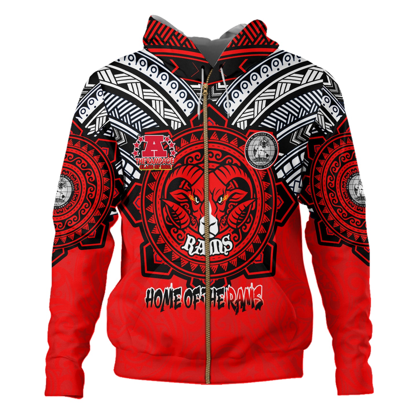 Hawaii Hoodie Custom Radford High School Home Of The RamPage Tribal Style