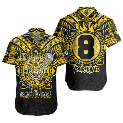 Hawaii Short Sleeve Shirt Custom President William McKinley High School Black & Gold Super Tigers Tribal Style