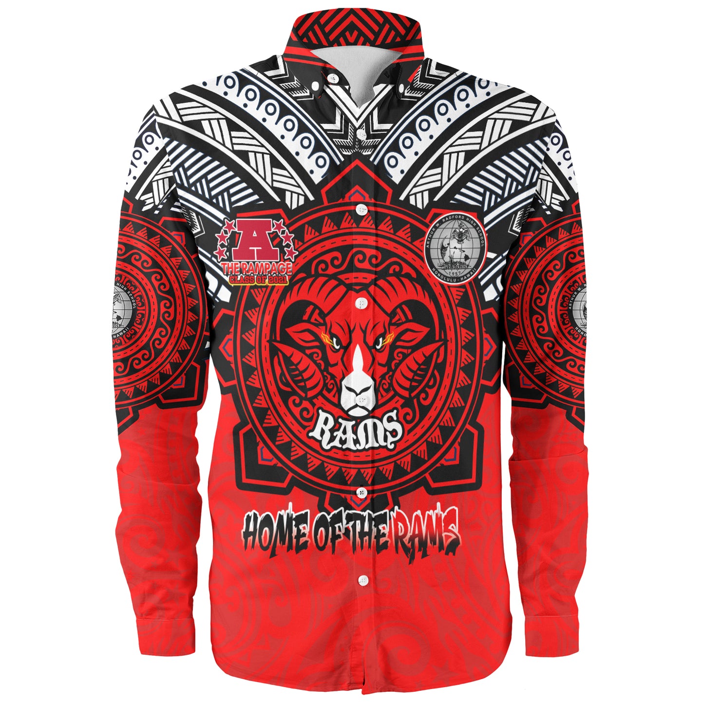 Hawaii Long Sleeve Shirt Custom Radford High School Home Of The RamPage Tribal Style