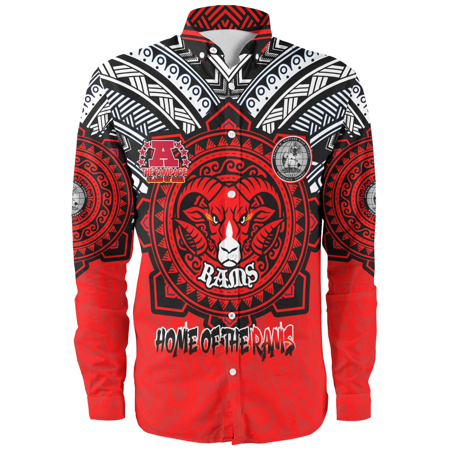 Hawaii Long Sleeve Shirt Custom Radford High School Home Of The RamPage Tribal Style