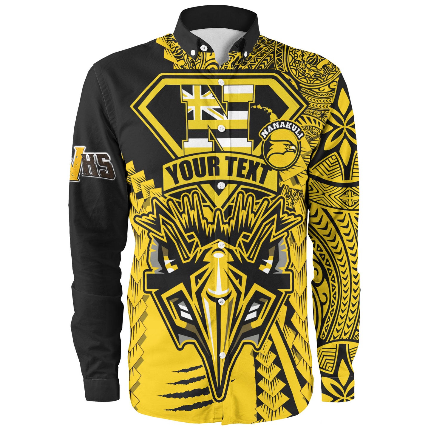 Hawaii Long Sleeve Shirt Custom Nanakuli High and Intermediate School Home of the Golden Hawks Polynesian Style