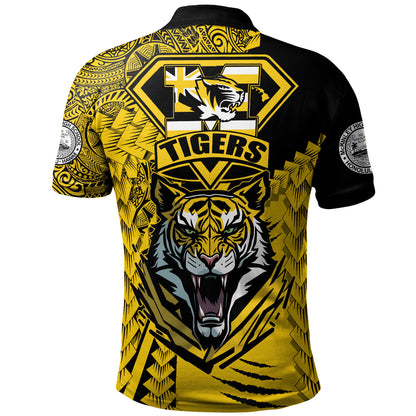 Hawaii Polo Shirt Custom McKinley High School Tigers Black and Gold Polynesian Style