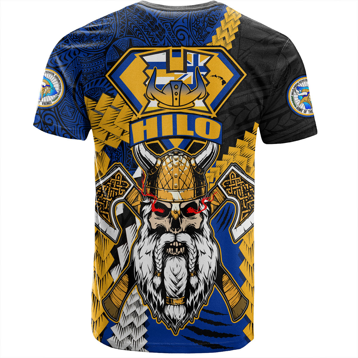 Hawaii T-Shirt Custom Hilo High School Home Of The Vikings Polynesian Style