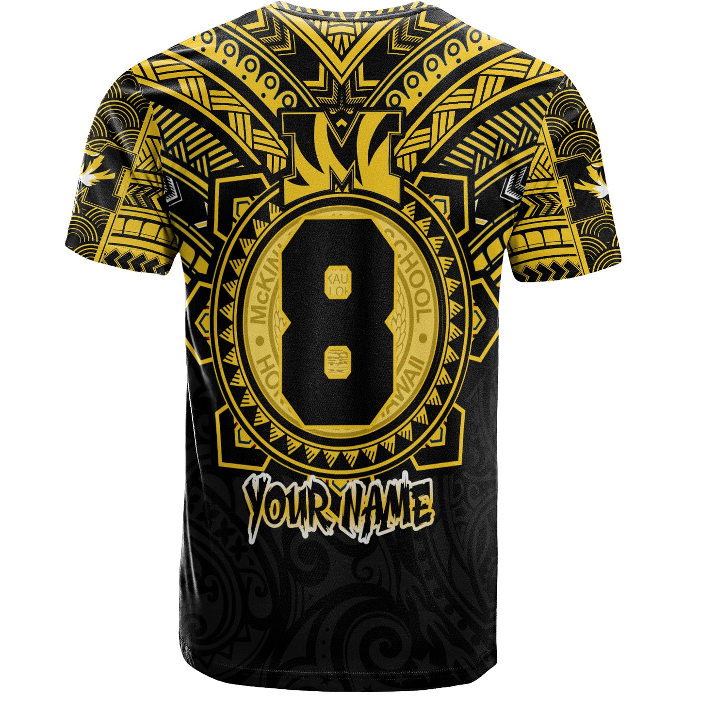 Hawaii T-Shirt Custom President William McKinley High School Black & Gold Super Tigers Tribal Style