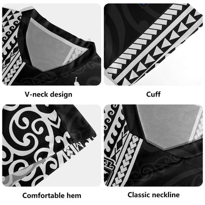 New Zealand Rugby Jersey Custom NZ Rugby Silver Fern And Map Maori Tribal Black Jersey