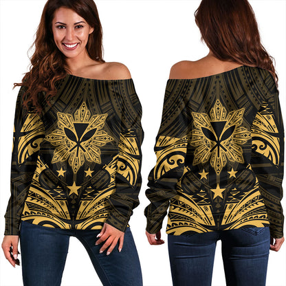 Philippines Off Shoulder Sweatshirt - Sun Filipino With Kanaka Maoli Style