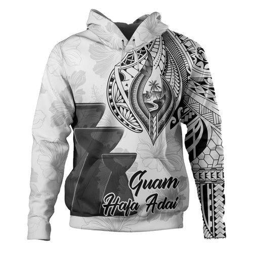 Guam Hoodie Hafa Adai Guam Seal Half Sleeve Tattoo