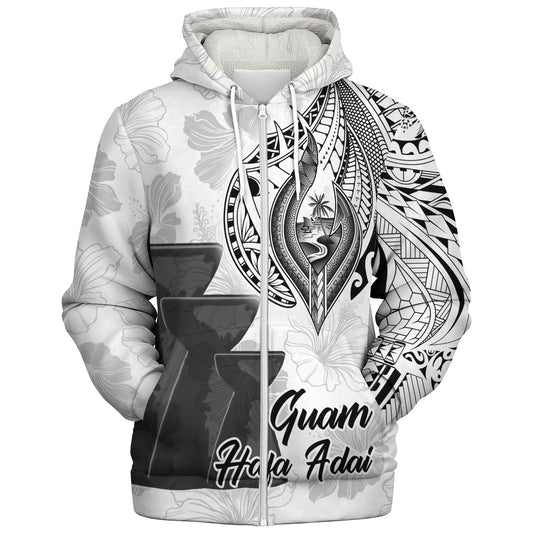 Guam Sherpa Hoodie Hafa Adai Guam Seal Half Sleeve Tattoo