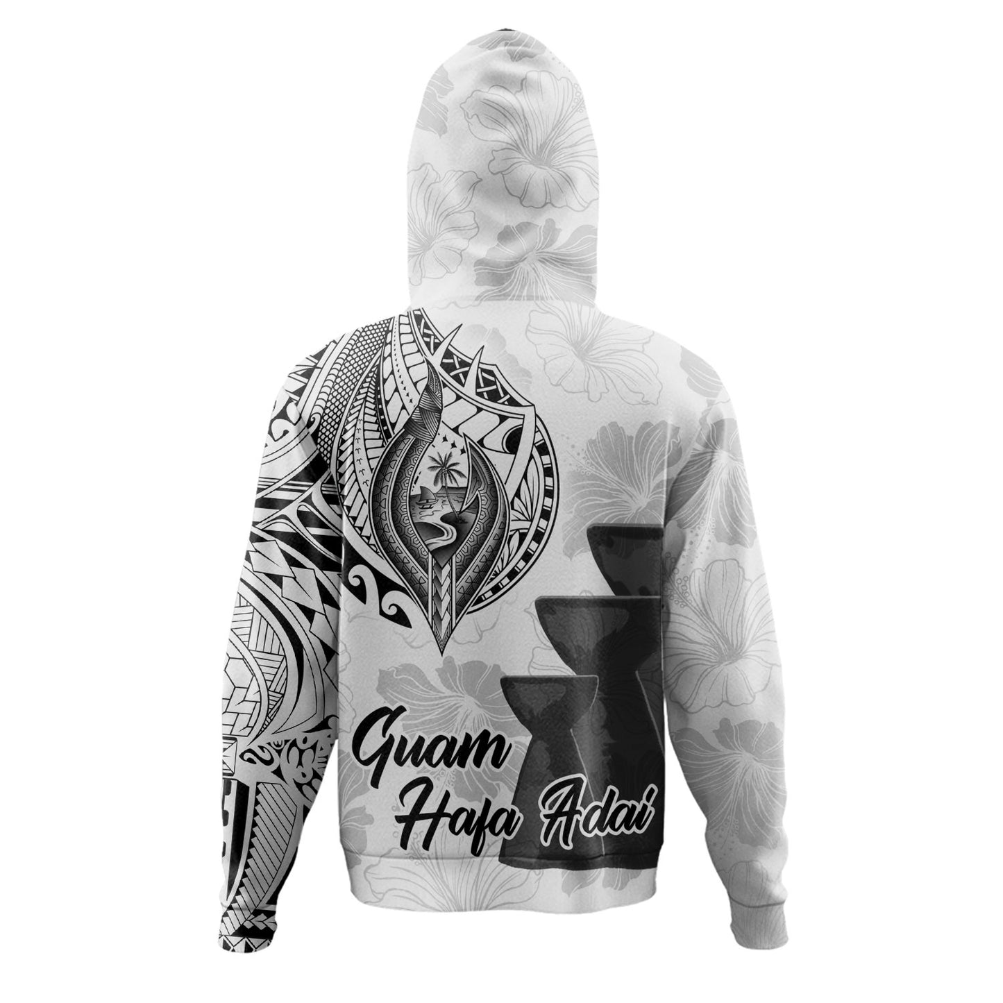 Guam Hoodie Hafa Adai Guam Seal Half Sleeve Tattoo