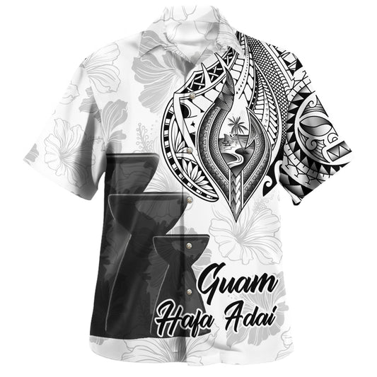 Guam Hawaiian Shirt Hafa Adai Guam Seal Half Sleeve Tattoo