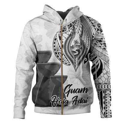 Guam Hoodie Hafa Adai Guam Seal Half Sleeve Tattoo