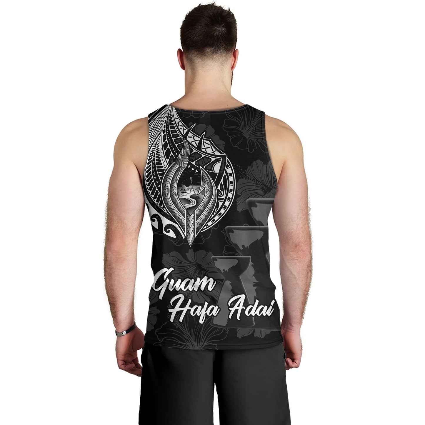 Guam Tank Top Hafa Adai Guam Seal Half Sleeve Tattoo