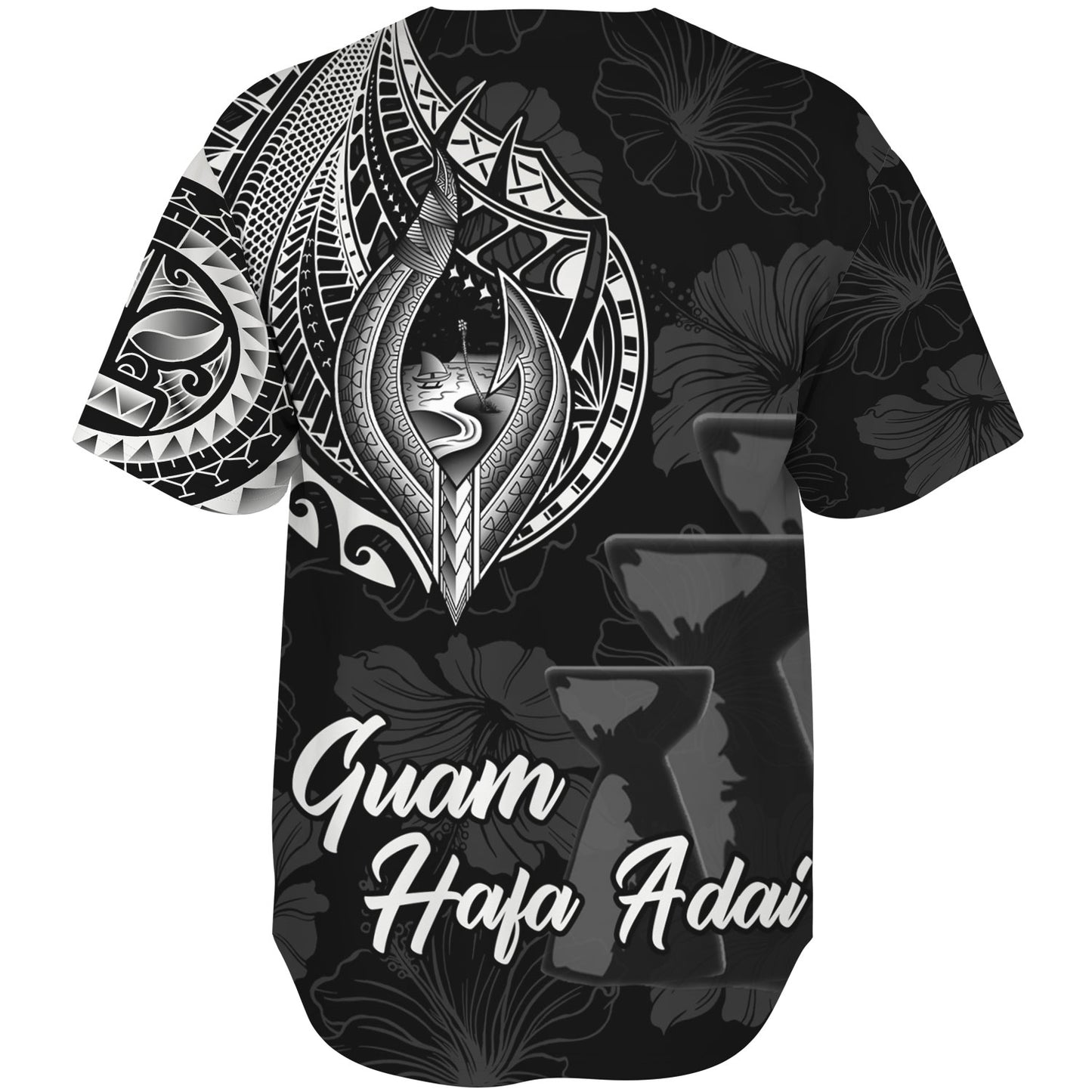 Guam Baseball Shirt Hafa Adai Guam Seal Half Sleeve Tattoo
