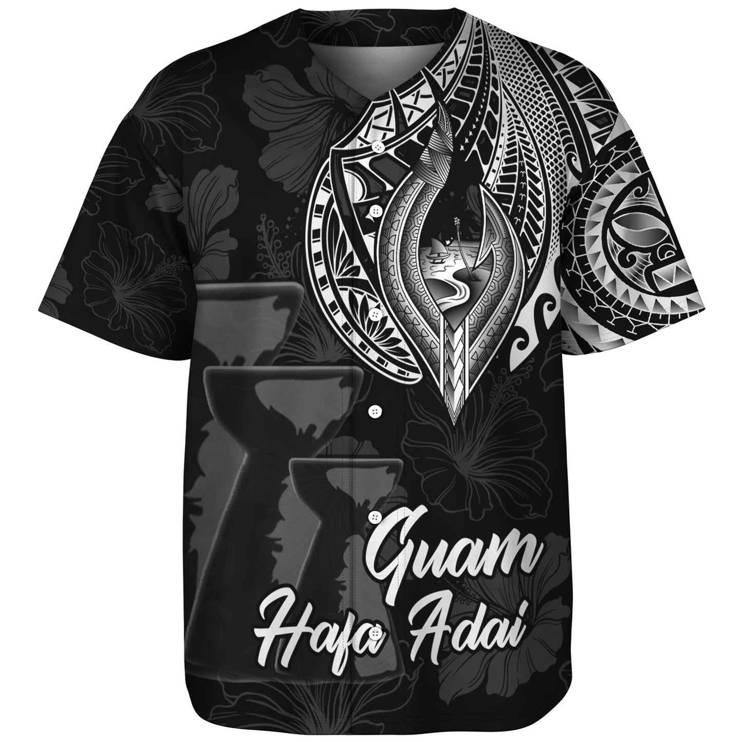 Guam Baseball Shirt Hafa Adai Guam Seal Half Sleeve Tattoo