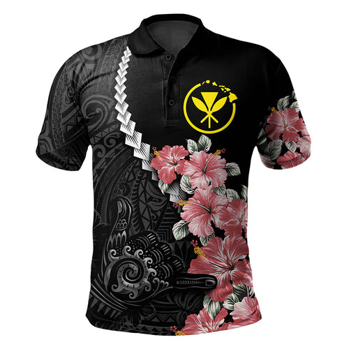 Hawaii Polo Shirt Shaka Hand Tropical Flowers Polynesian Designs