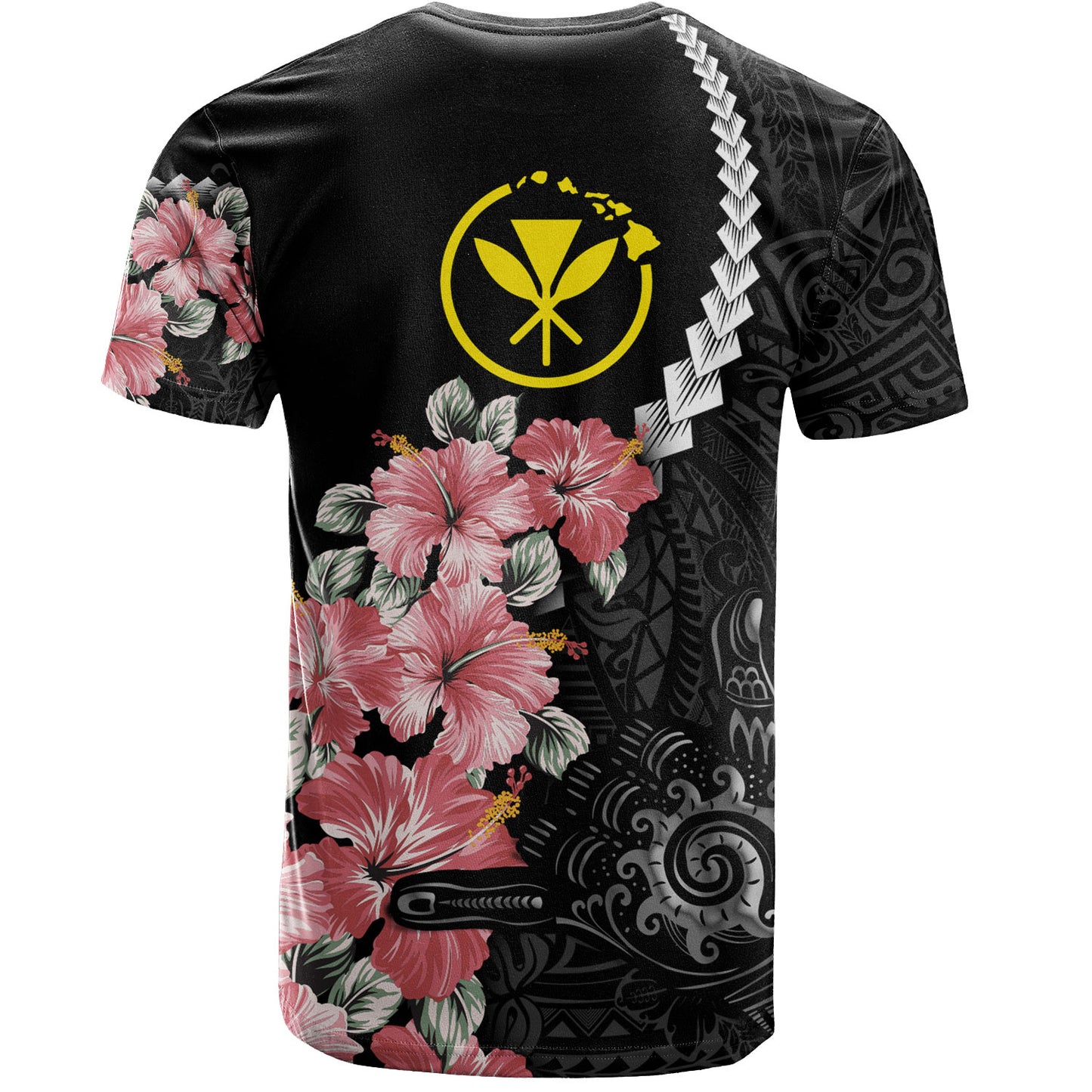 Hawaii T-Shirt Shaka Hand Tropical Flowers Polynesian Designs