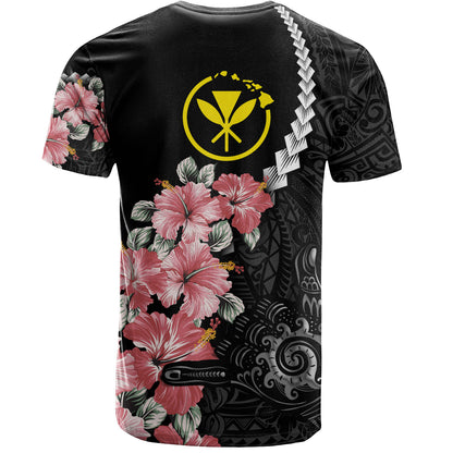 Hawaii T-Shirt Shaka Hand Tropical Flowers Polynesian Designs