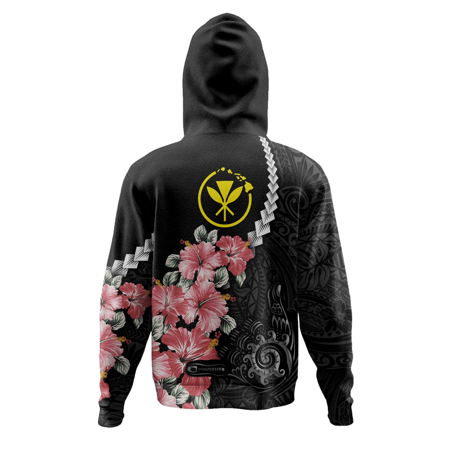 Hawaii Hoodie Shaka Hand Tropical Flowers Polynesian Designs