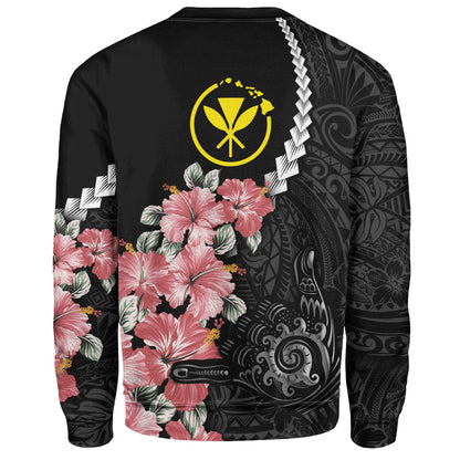Hawaii Sweatshirt Shaka Hand Tropical Flowers Polynesian Designs
