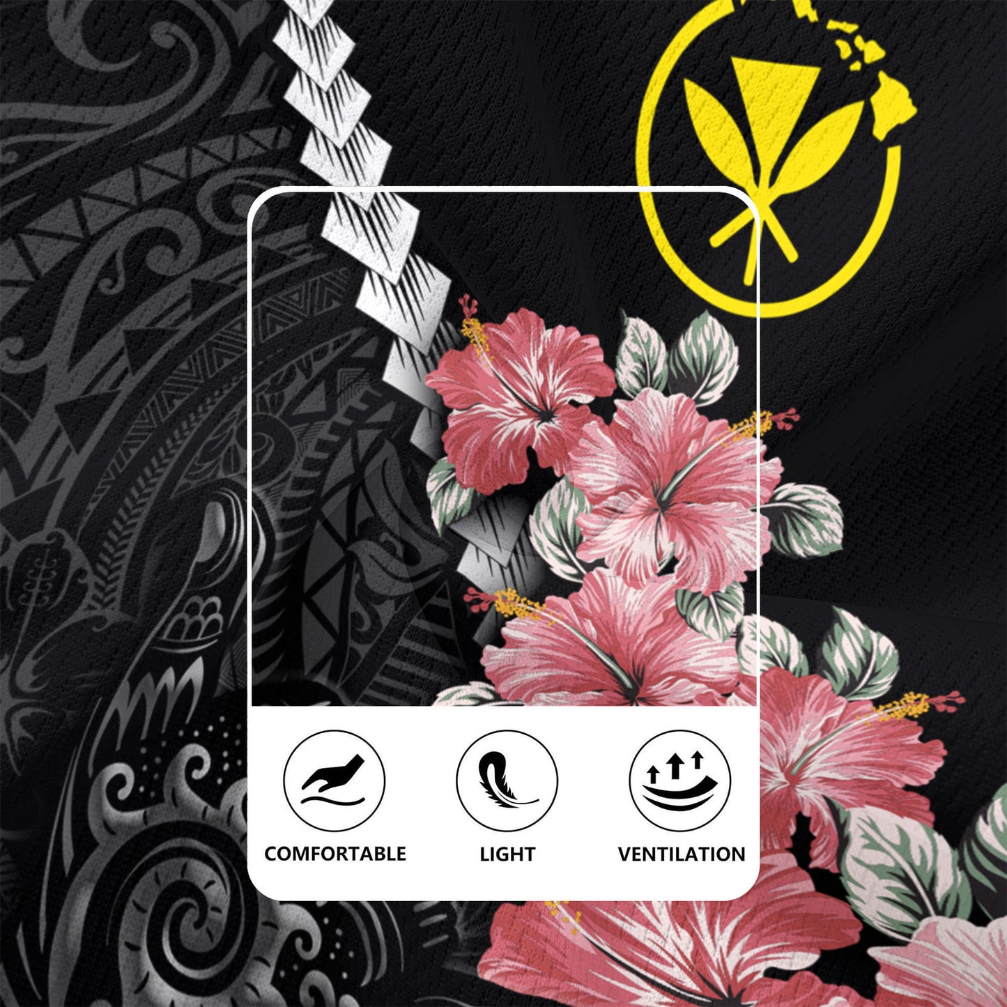 Hawaii Rugby Jersey Shaka Hand Tropical Flowers Polynesian Designs