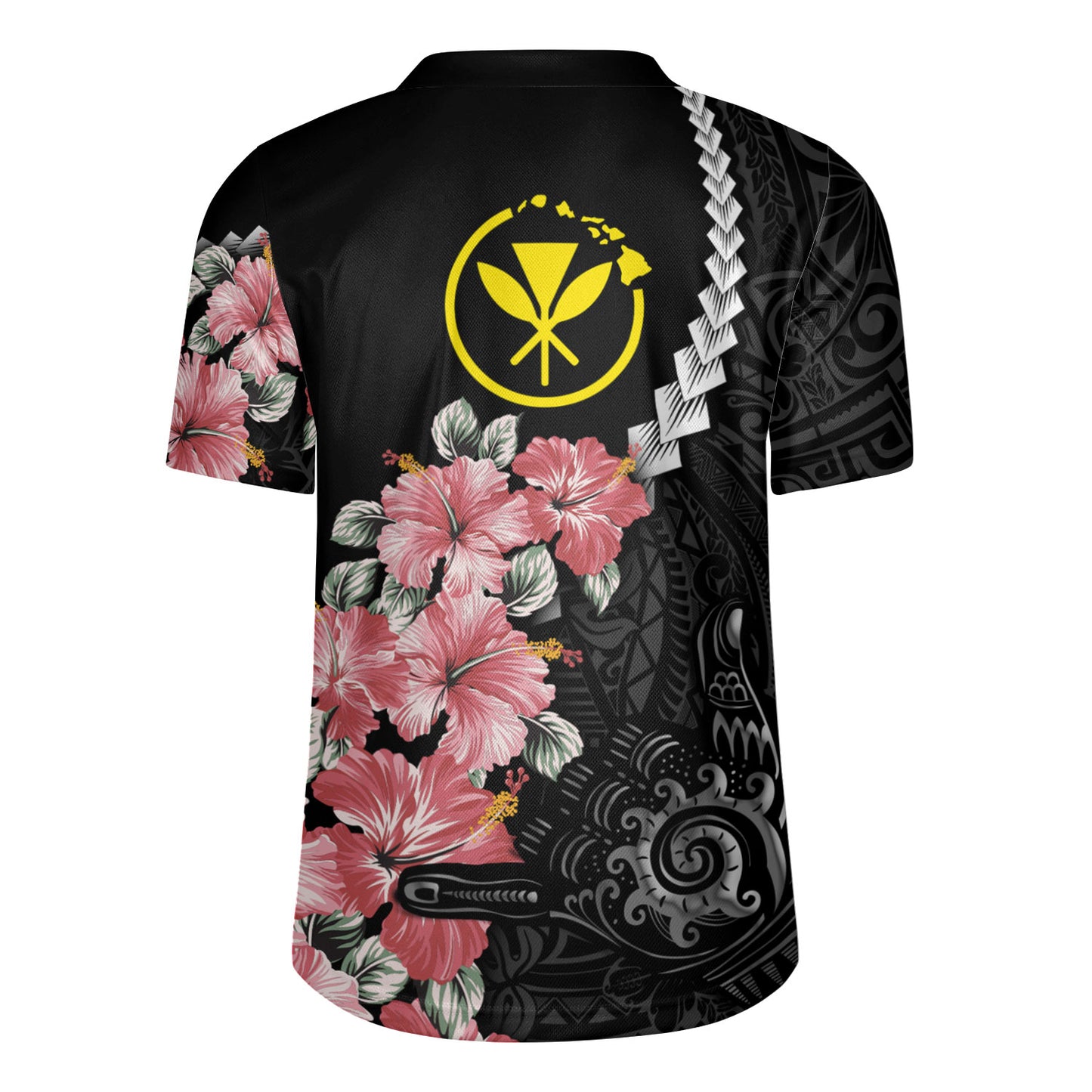 Hawaii Rugby Jersey Shaka Hand Tropical Flowers Polynesian Designs