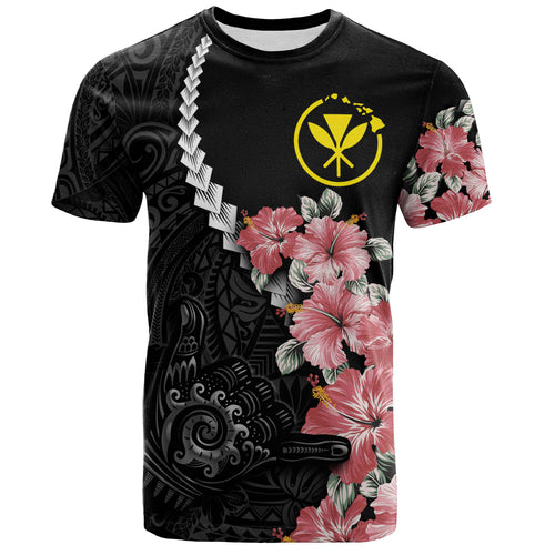 Hawaii T-Shirt Shaka Hand Tropical Flowers Polynesian Designs