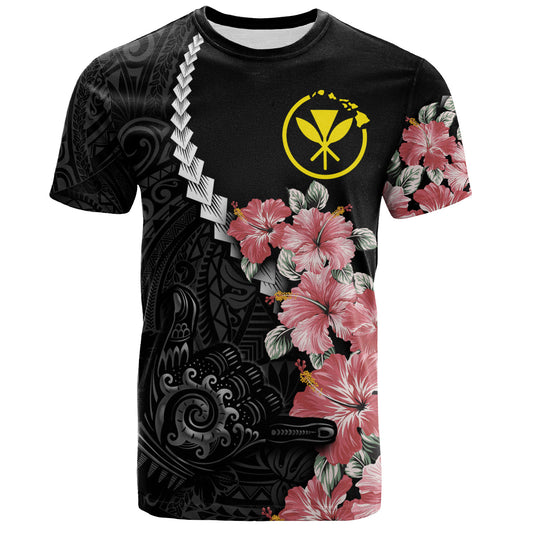Hawaii T-Shirt Shaka Hand Tropical Flowers Polynesian Designs