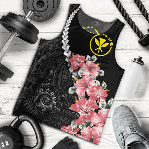 Hawaii Tank Top Shaka Hand Tropical Flowers Polynesian Designs