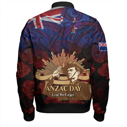 New Zealand Bomber Jacket - Anzac Soldier Maori Patterns