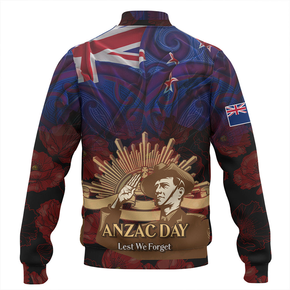 New Zealand Baseball Jacket - Anzac Soldier Maori Patterns