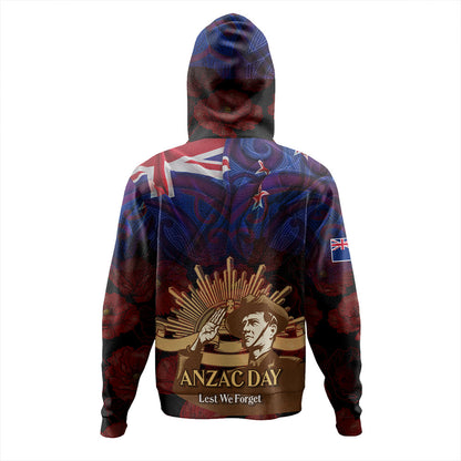 New Zealand Hoodie - Anzac Soldier Maori Patterns