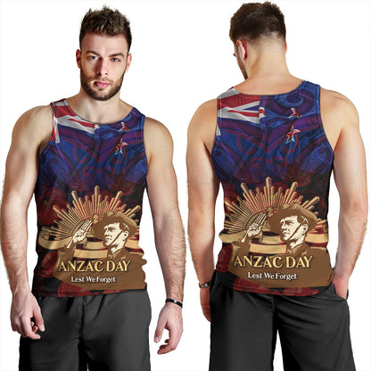 New Zealand Tank Top - Anzac Soldier Maori Patterns