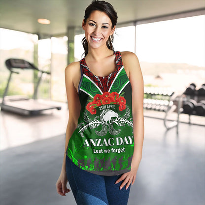 New Zealand Women Tank - Anzac Day Silver Ferns Kiwi Birds Style