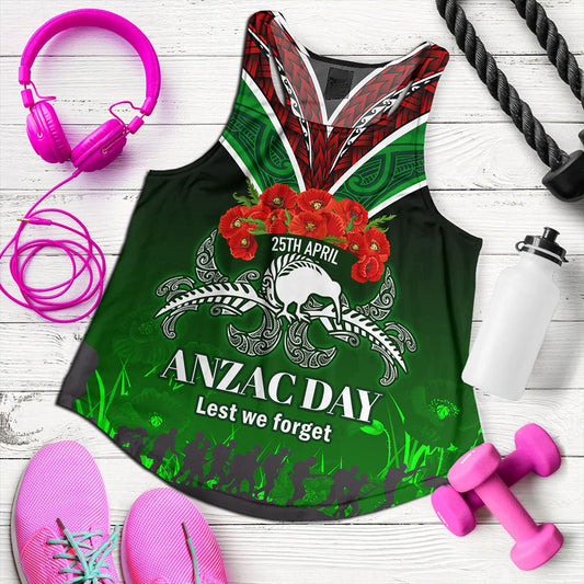 New Zealand Women Tank - Anzac Day Silver Ferns Kiwi Birds Style
