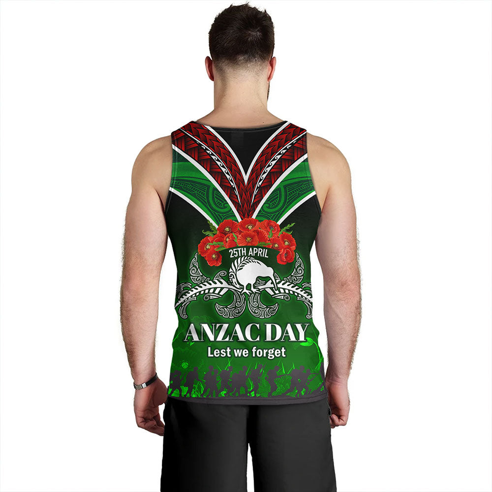 New Zealand Tank Top - Anzac Day Silver Ferns Kiwi Birds Style