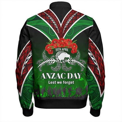 New Zealand Bomber Jacket - Anzac Day Silver Ferns Kiwi Birds Style