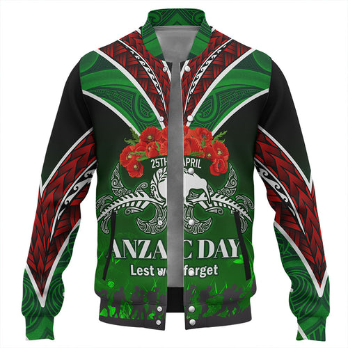 New Zealand Baseball Jacket - Anzac Day Silver Ferns Kiwi Birds Style
