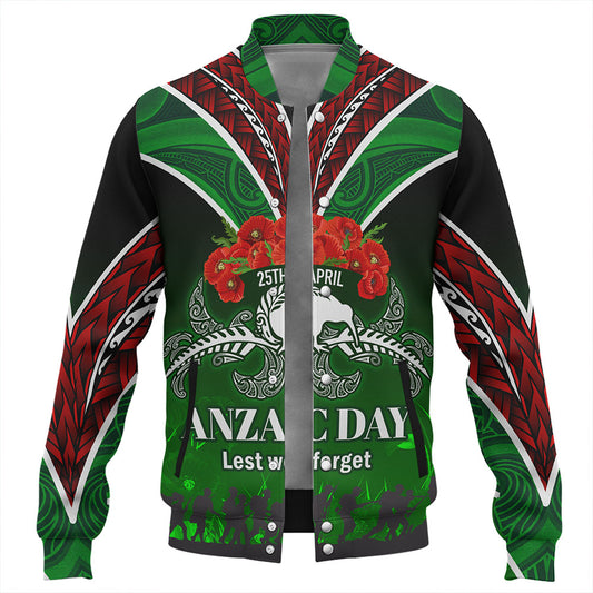 New Zealand Baseball Jacket - Anzac Day Silver Ferns Kiwi Birds Style