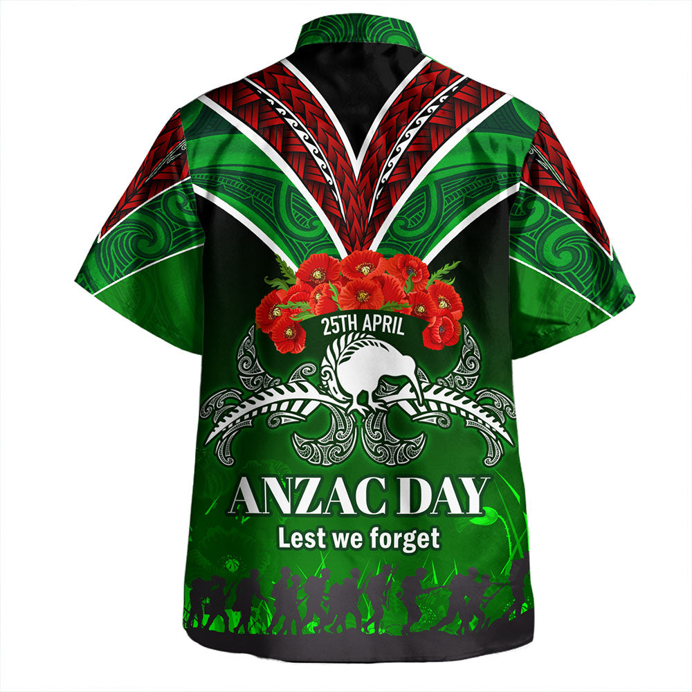 New Zealand Hawaiian Shirt - Anzac Day Silver Ferns Kiwi Birds Style
