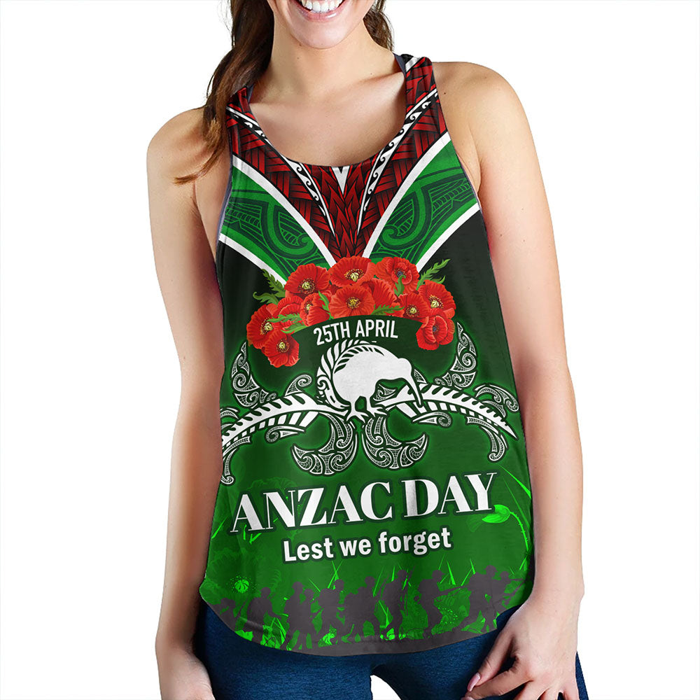 New Zealand Women Tank - Anzac Day Silver Ferns Kiwi Birds Style