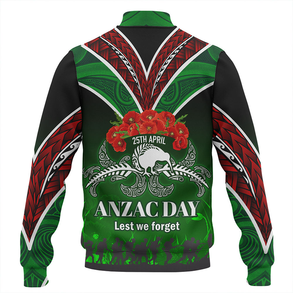 New Zealand Baseball Jacket - Anzac Day Silver Ferns Kiwi Birds Style