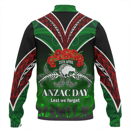 New Zealand Baseball Jacket - Anzac Day Silver Ferns Kiwi Birds Style