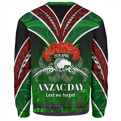 New Zealand Sweatshirt - Anzac Day Silver Ferns Kiwi Birds Style
