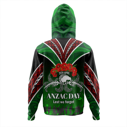 New Zealand Hoodie Anzac Day Silver Ferns Kiwi Birds Style