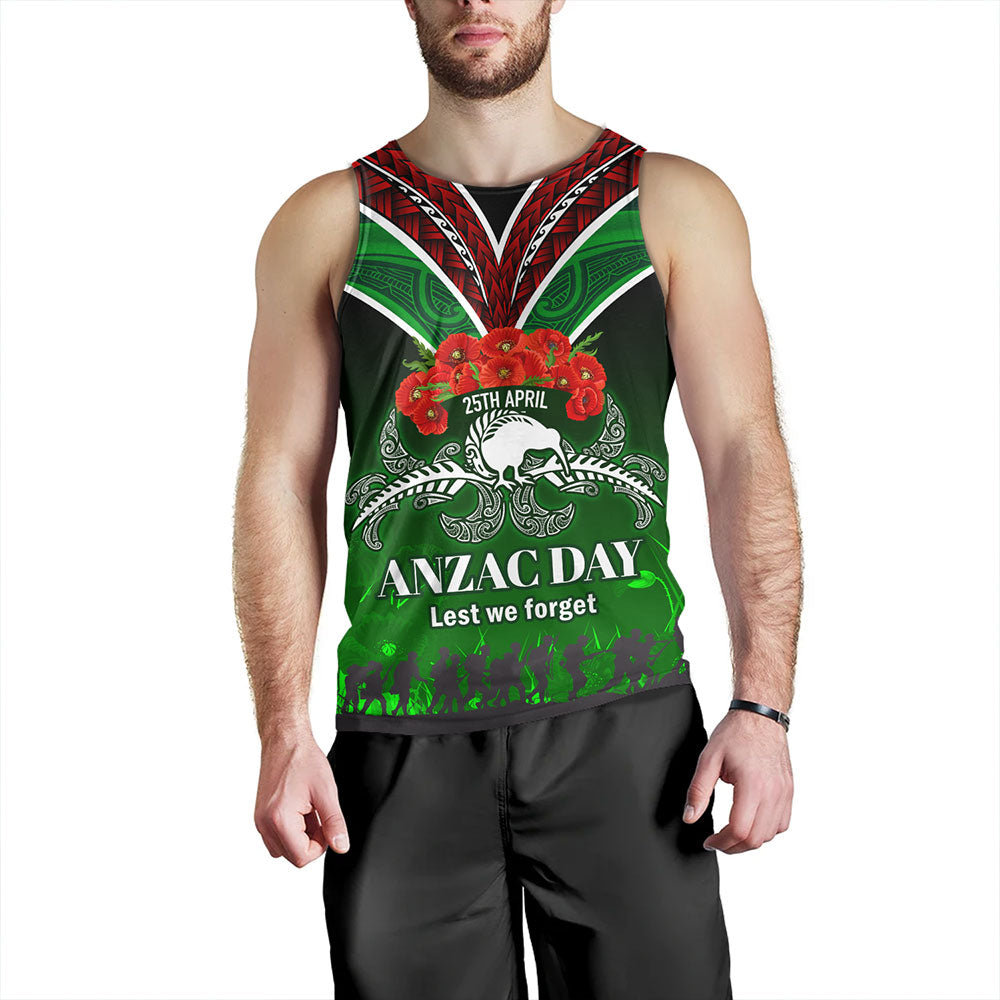 New Zealand Tank Top - Anzac Day Silver Ferns Kiwi Birds Style