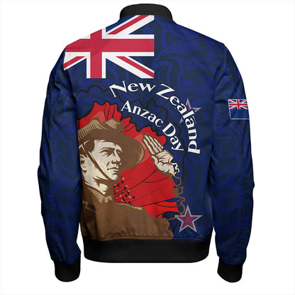 New Zealand Bomber Jacket - FLag Anzac Day Maori Patterns