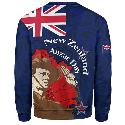 New Zealand Sweatshirt - FLag Anzac Day Maori Patterns