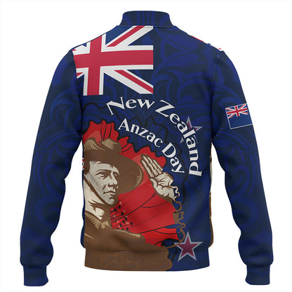 New Zealand Baseball Jacket - FLag Anzac Day Maori Patterns